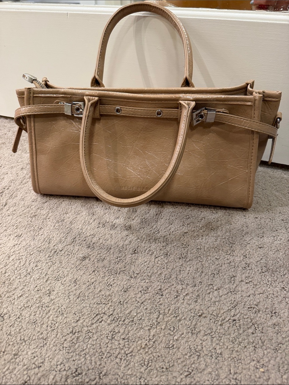 Melie Bianco Leather Structured Handbag